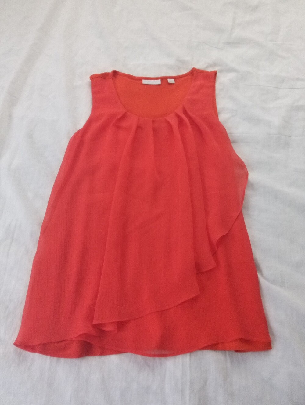 New York & Company Coral Layered Chiffon Sleeveless Top